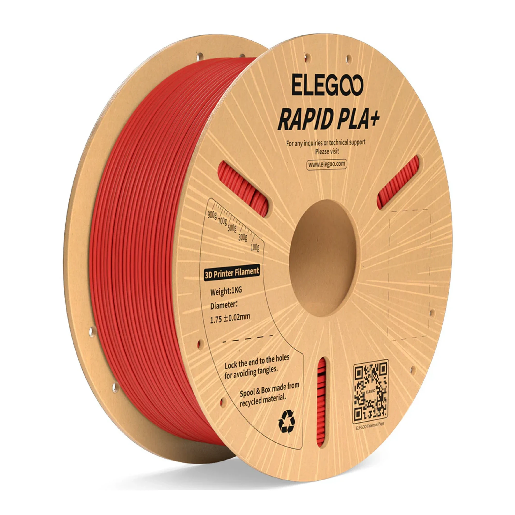 Купити Rapid PLA Plus Filament (пластик) для 3D принтера ELEGOO 1кг, 1.75мм, червоний (50.203.0119) - фото 1