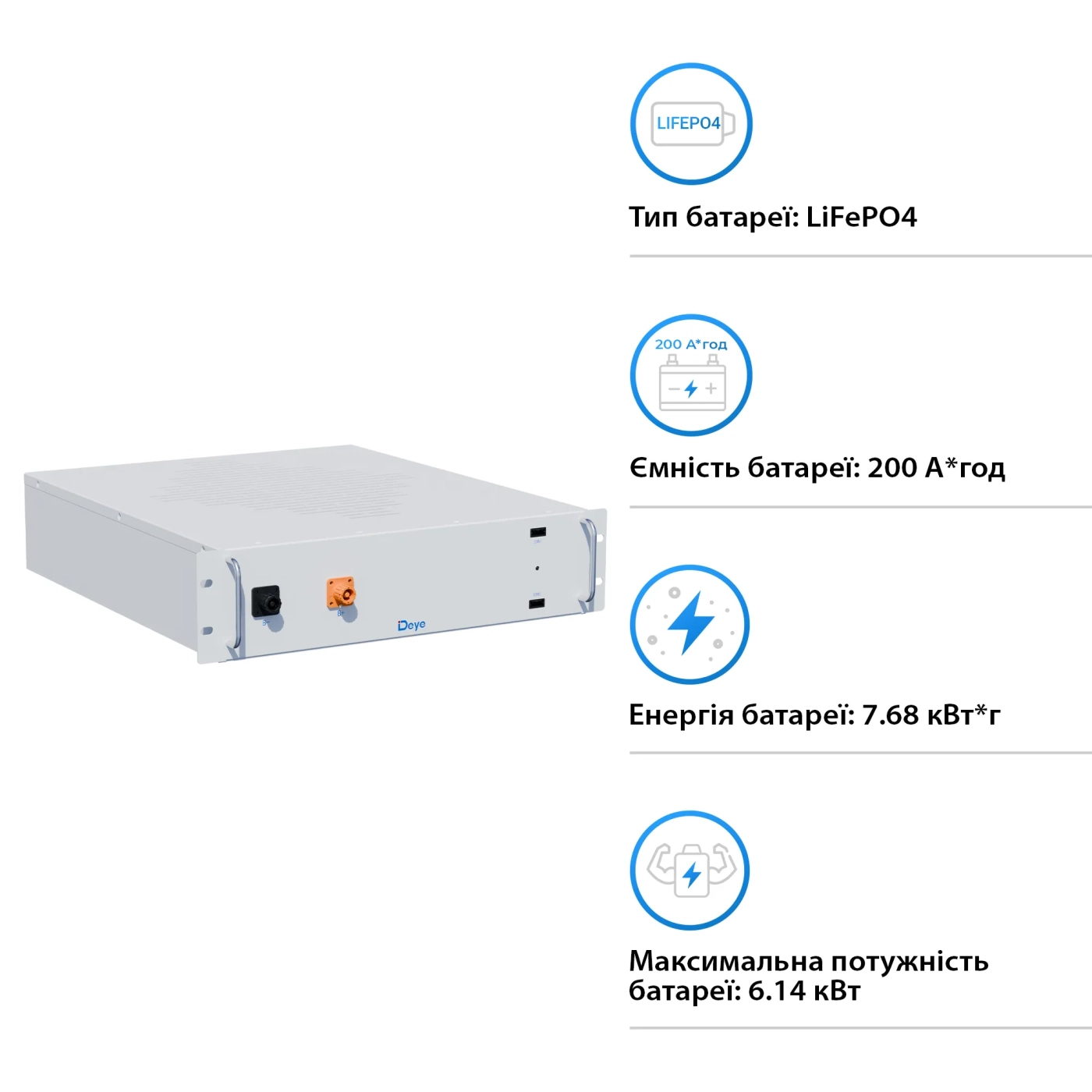Купить Аккумуляторная батарея DEYE BOS-A LiFePO4 HV 38.4V 200Ah 7.68kWh no BMS (BOS-A) - фото 2