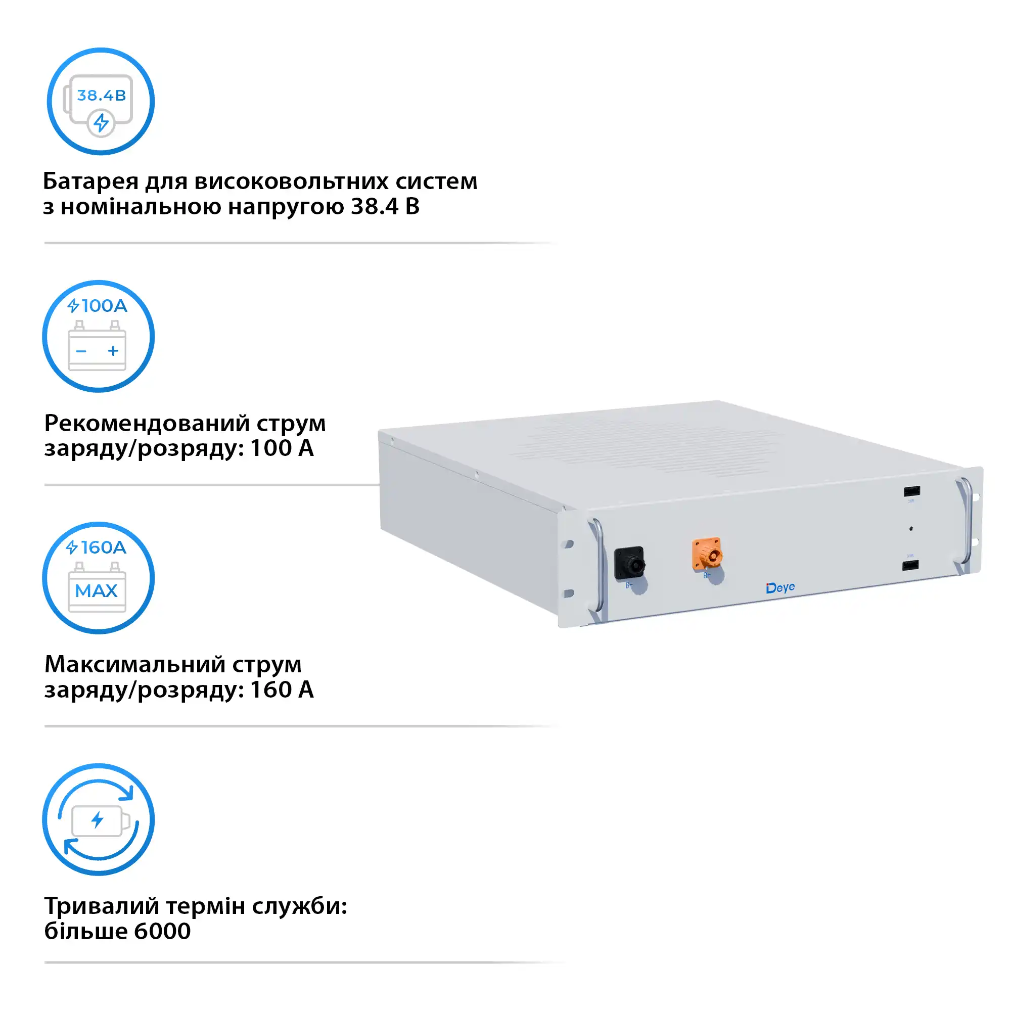 Купить Аккумуляторная батарея DEYE BOS-A LiFePO4 HV 38.4V 200Ah 7.68kWh no BMS (BOS-A) - фото 3