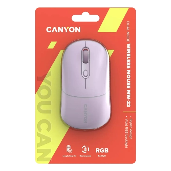 Купить Мышь Canyon MW-22 Dual Band RGB Wireless Pearl Rose (CNS-CMSW22PR) - фото 6