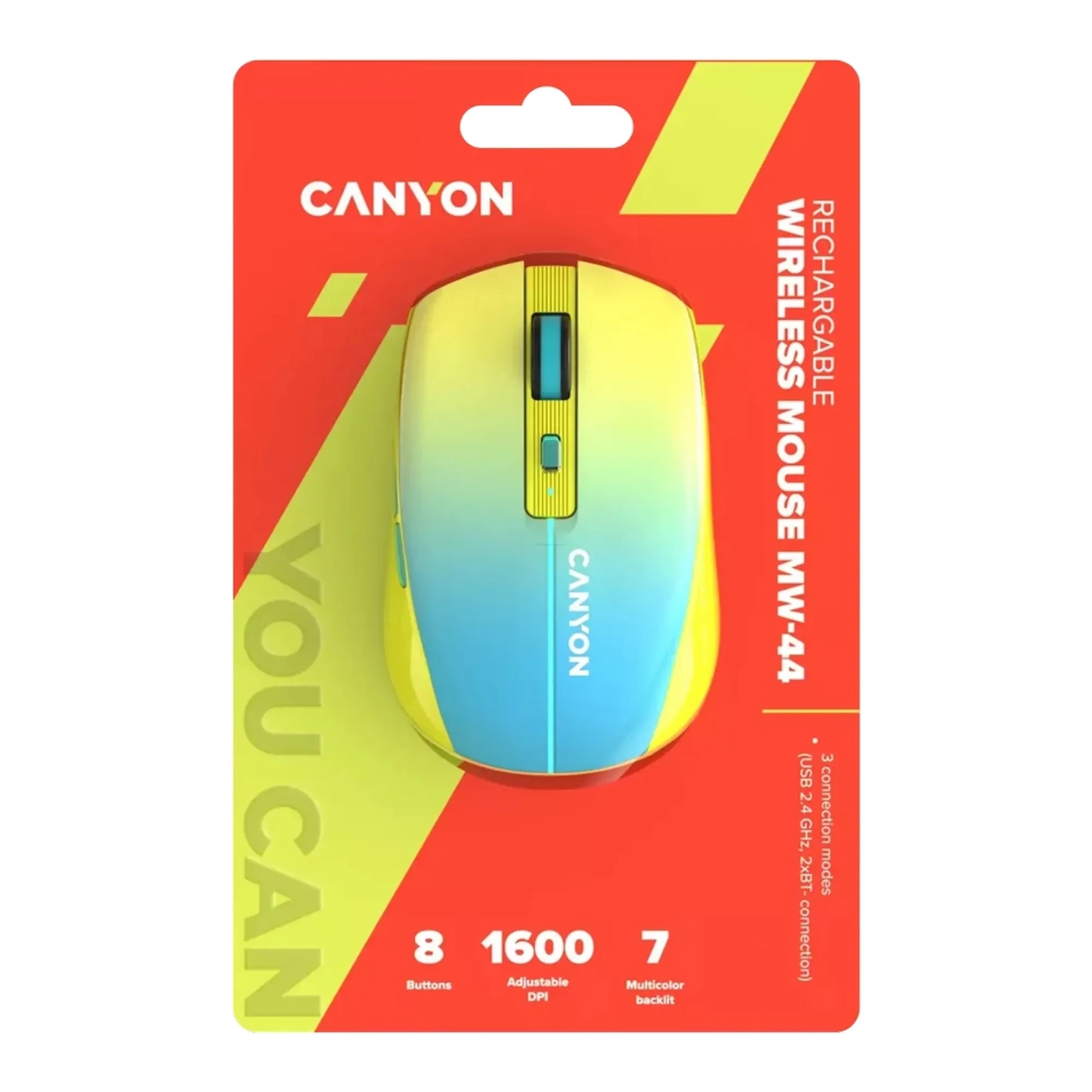 Купити Миша Canyon MW-44 LED Rechargeable Wireless/Bluetooth Yellow Blue (CNS-CMSW44UA) - фото 6