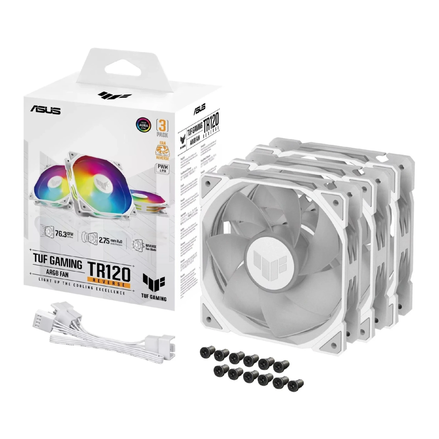 Купити Комплект вентиляторів ASUS TUF Gaming TR120 FAN ARGB Reverse White 3in1 (90DA00D3-B09020) - фото 10