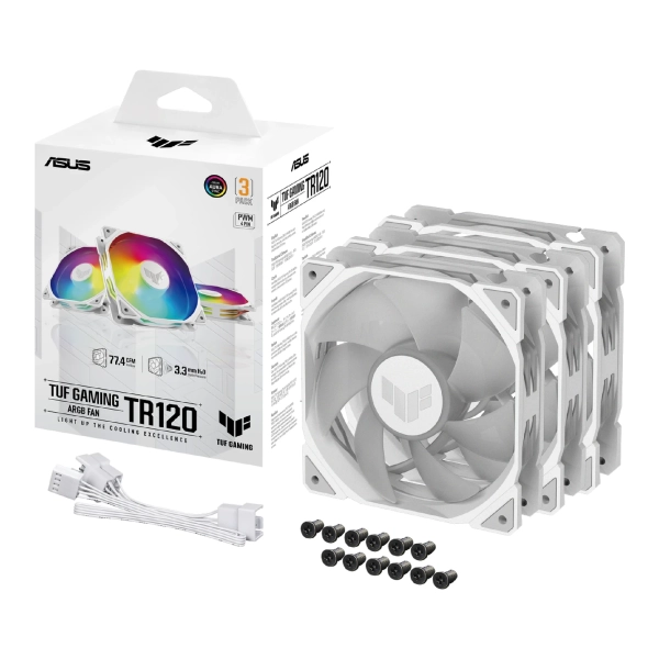 Купити Комплект вентиляторів ASUS TUF Gaming TR120 FAN ARGB White 3in1 (90DA0093-B09020) - фото 8