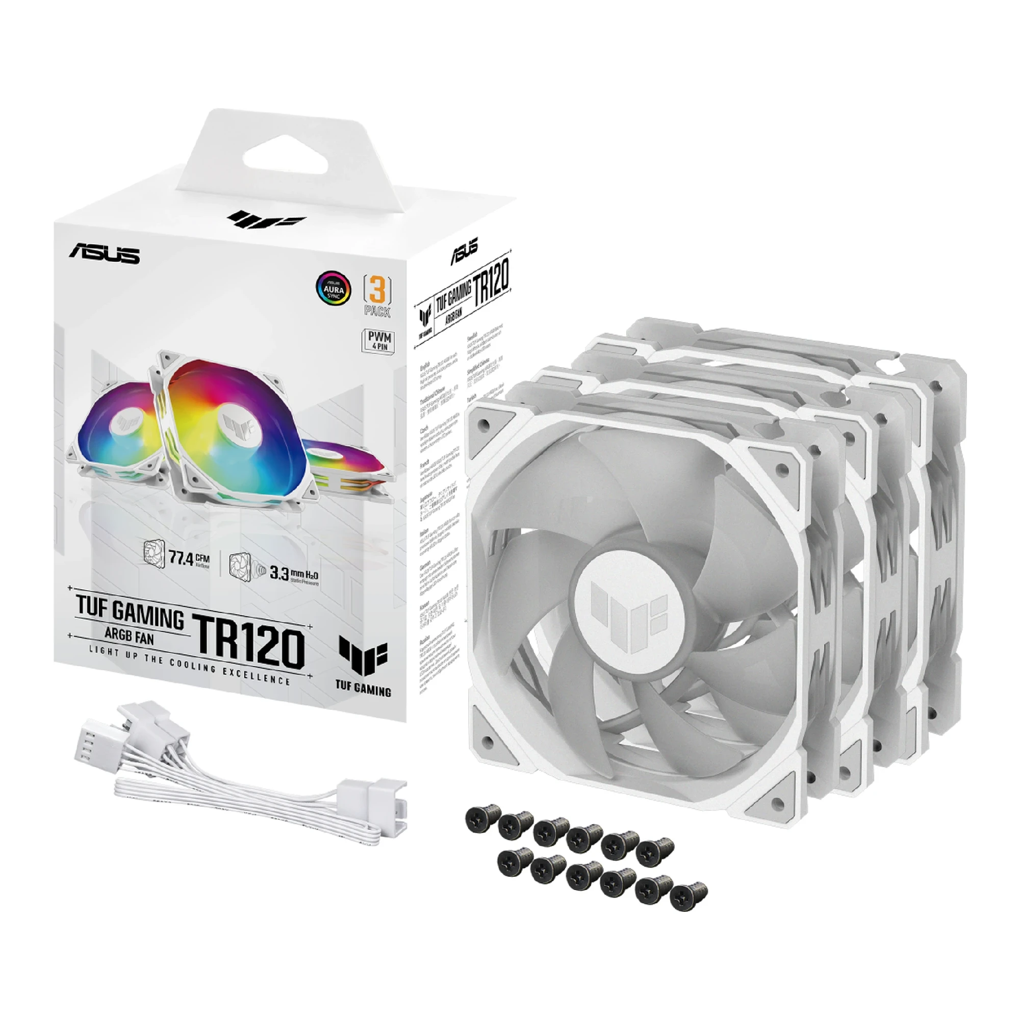 Купити Комплект вентиляторів ASUS TUF Gaming TR120 FAN ARGB White 3in1 (90DA0093-B09020) - фото 8