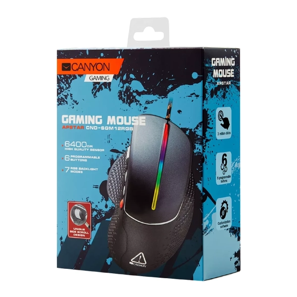 Купити Мишка Canyon Apstar USB Black (CND-SGM12RGB) - фото 3