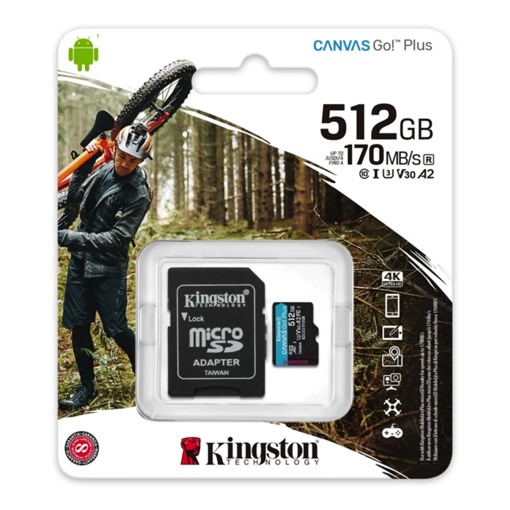 Купити Карта пам'яті Kingston 512GB microSDXC class 10 UHS-I/U3 Canvas Go Plus (SDCG3/512GBSP) - фото 5