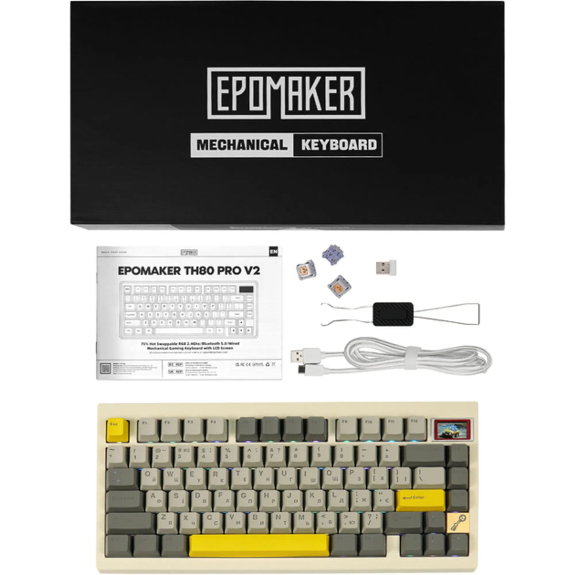 Купить Клавиатура EPOMAKER TH80 Pro V2 Wisteria Tactile Switch Hot-Swap RGB White (TH80-PROV2-W-WT) - фото 4