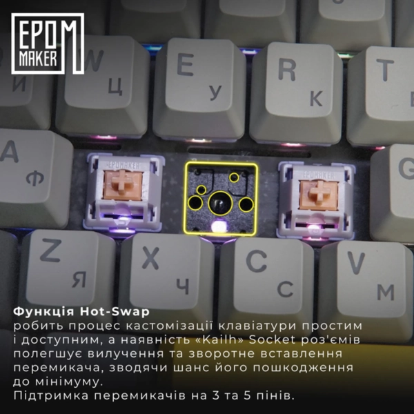 Купить Клавиатура EPOMAKER TH80 Pro V2 Wisteria Tactile Switch Hot-Swap RGB White (TH80-PROV2-W-WT) - фото 6