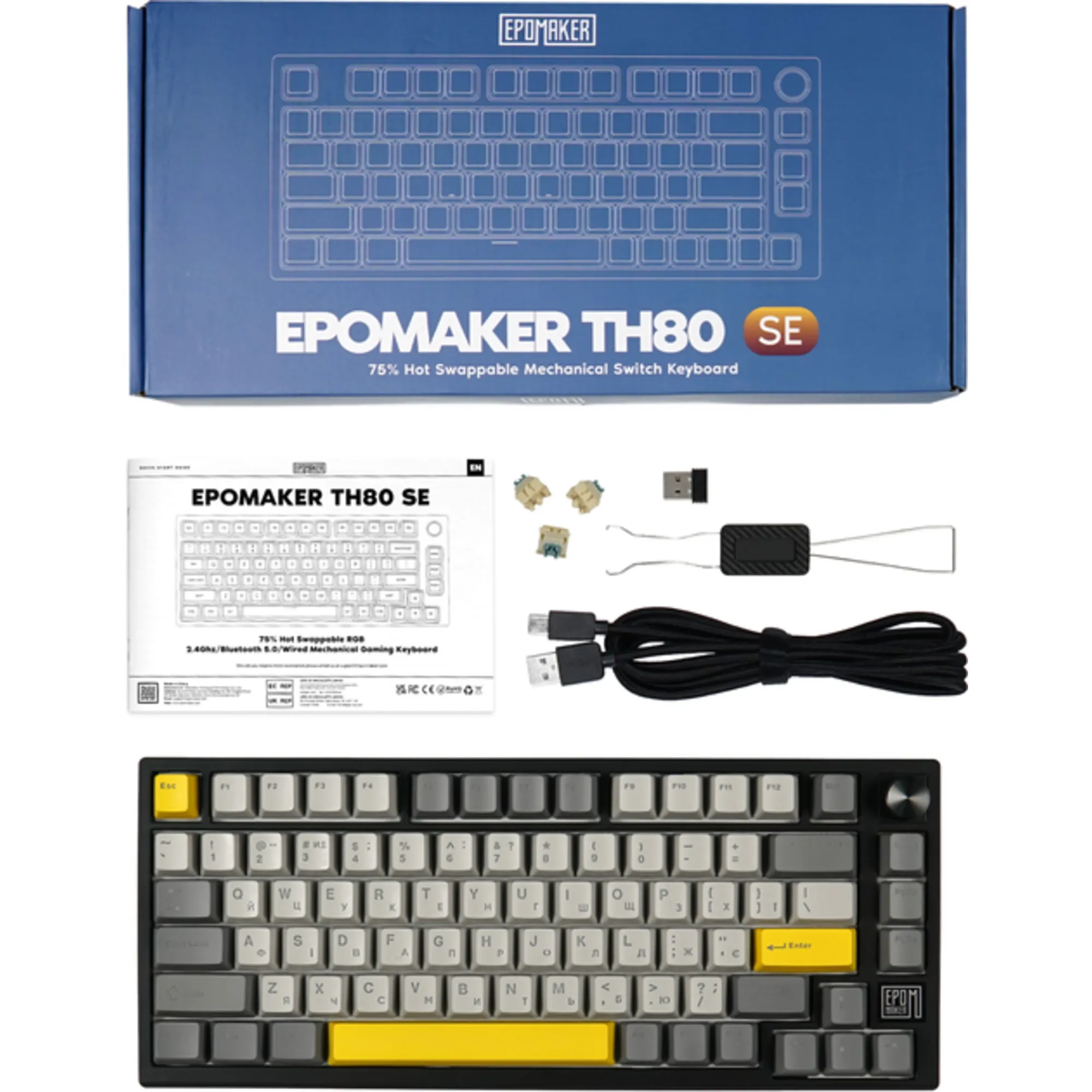 Купить Клавиатура EPOMAKER TH80 SE Budgerigar V2 Switch Hot-Swap RGB Black (TH80-SE-B-BV2) - фото 5