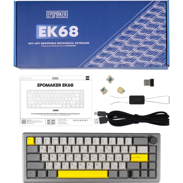 Купить Клавиатура EPOMAKER EK68 Budgerigar V2 Switch Hot-Swap RGB Black (EK68-B-BV2) - фото 4