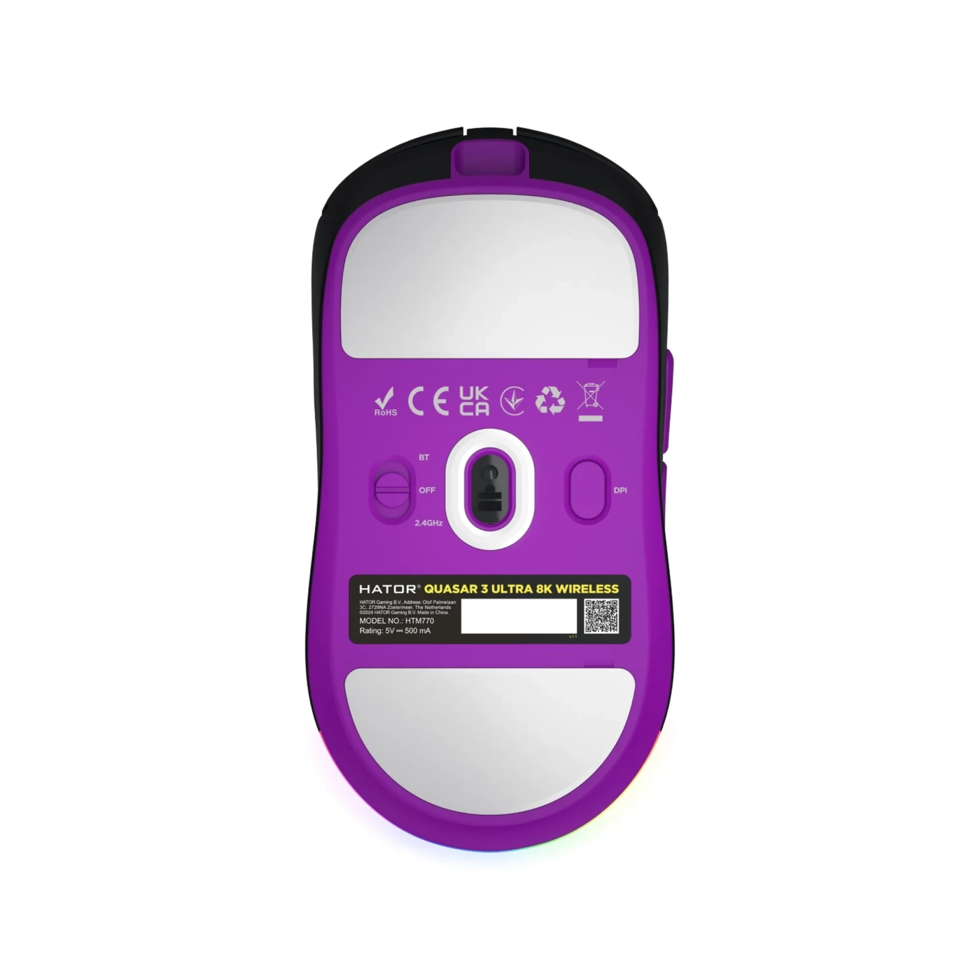 Купити Мишка Hator Quasar 3 Ultra 8K Wireless Black/Violet (HTM770) - фото 5