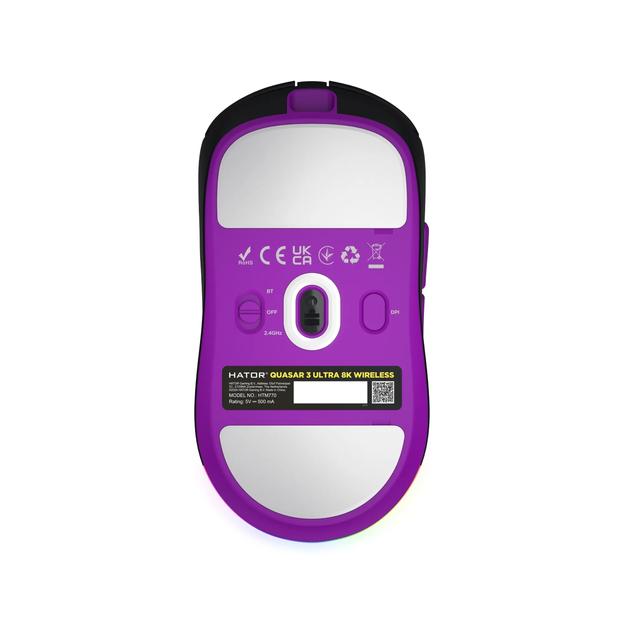Купити Мишка Hator Quasar 3 Ultra 8K Wireless Black/Violet (HTM770) - фото 5