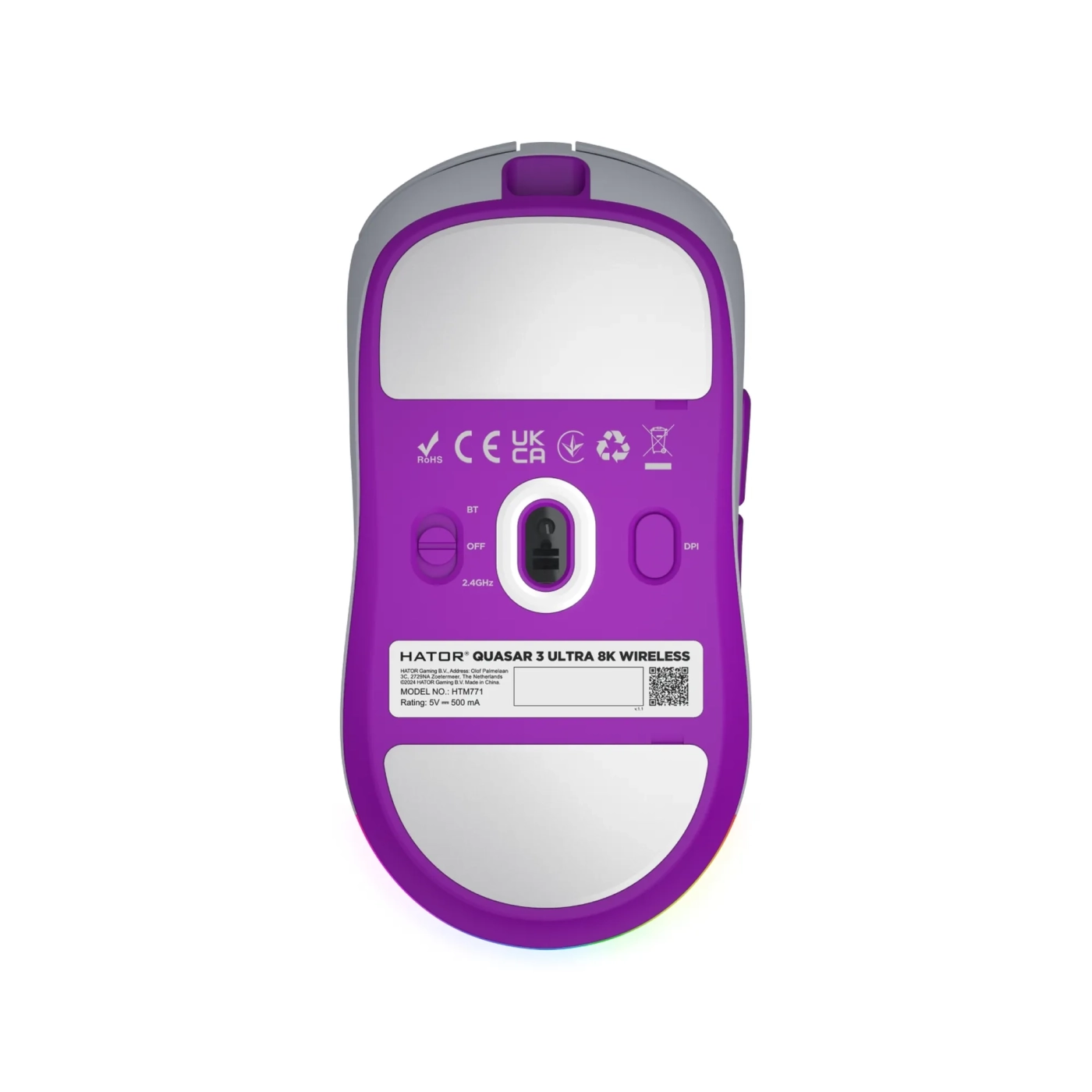 Купити Мишка Hator Quasar 3 Ultra 8K Wireless White/Violet (HTM771) - фото 5