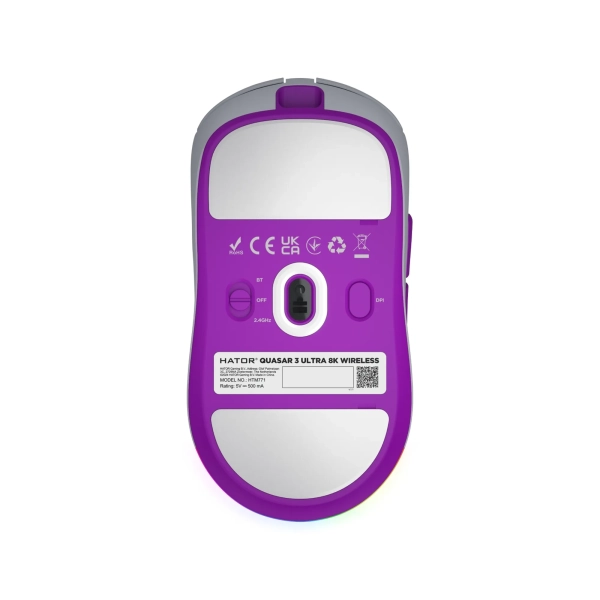 Купити Мишка Hator Quasar 3 Ultra 8K Wireless White/Violet (HTM771) - фото 5