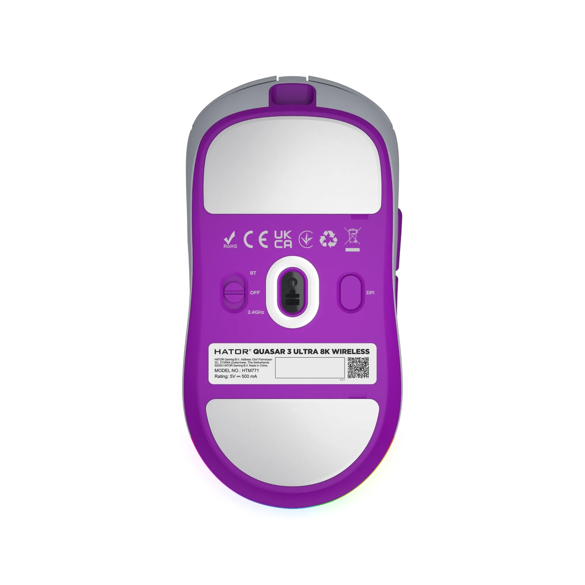 Купити Мишка Hator Quasar 3 Ultra 8K Wireless White/Violet (HTM771) - фото 5