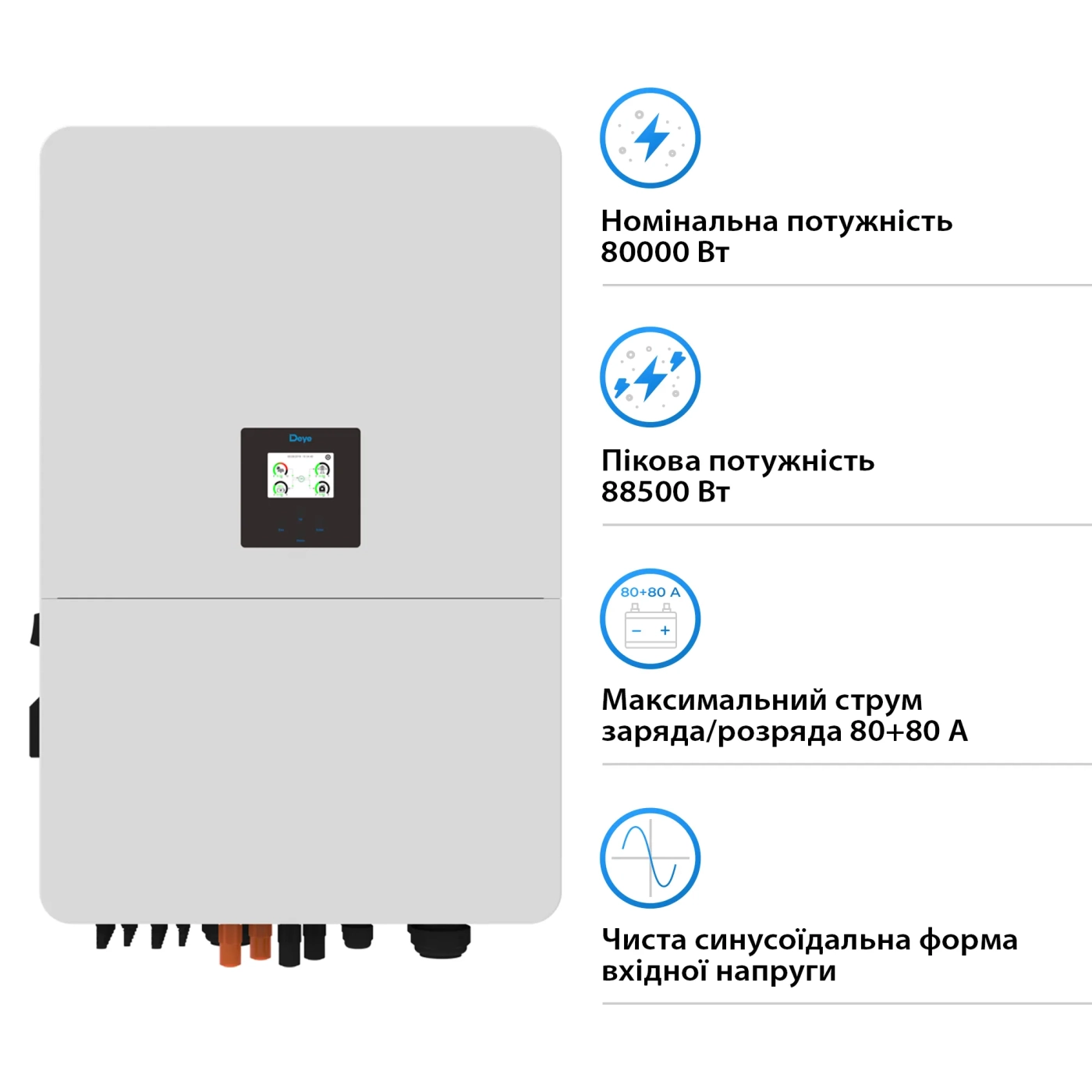 Купить Гибридный инвертор DEYE SUN-80K-SG02HP3-EU-EM6 80kW HV-battery 6 MPPT Wi-Fi 220/380V Трехфазный - фото 2
