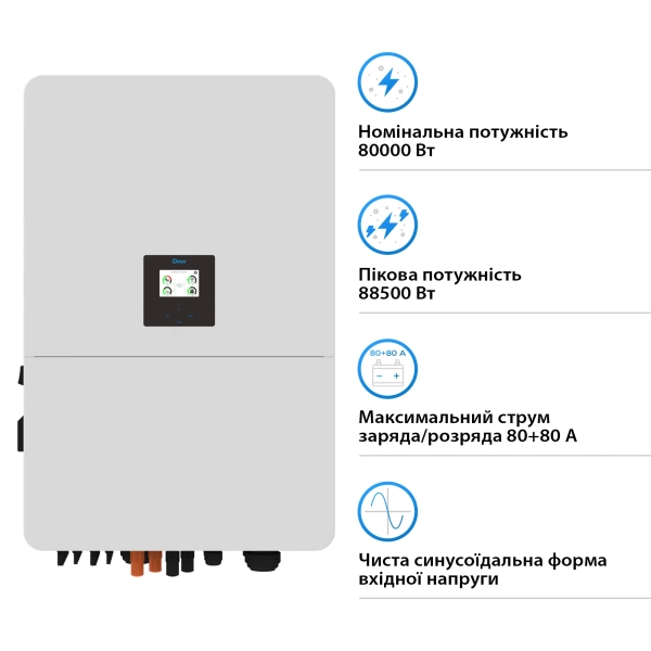 Купить Гибридный инвертор DEYE SUN-80K-SG02HP3-EU-EM6 80kW HV-battery 6 MPPT Wi-Fi 220/380V Трехфазный - фото 2