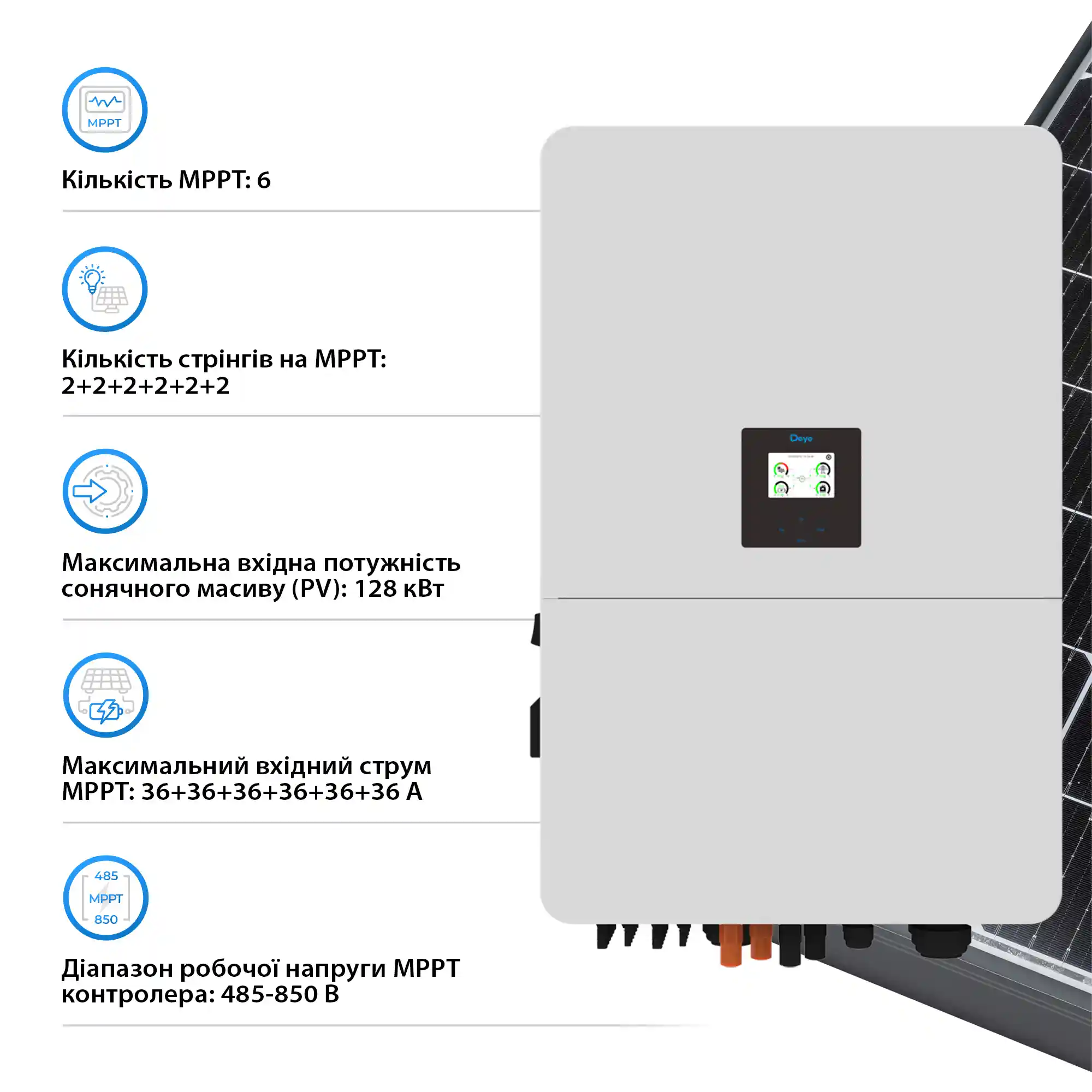 Купить Гибридный инвертор DEYE SUN-80K-SG02HP3-EU-EM6 80kW HV-battery 6 MPPT Wi-Fi 220/380V Трехфазный - фото 4