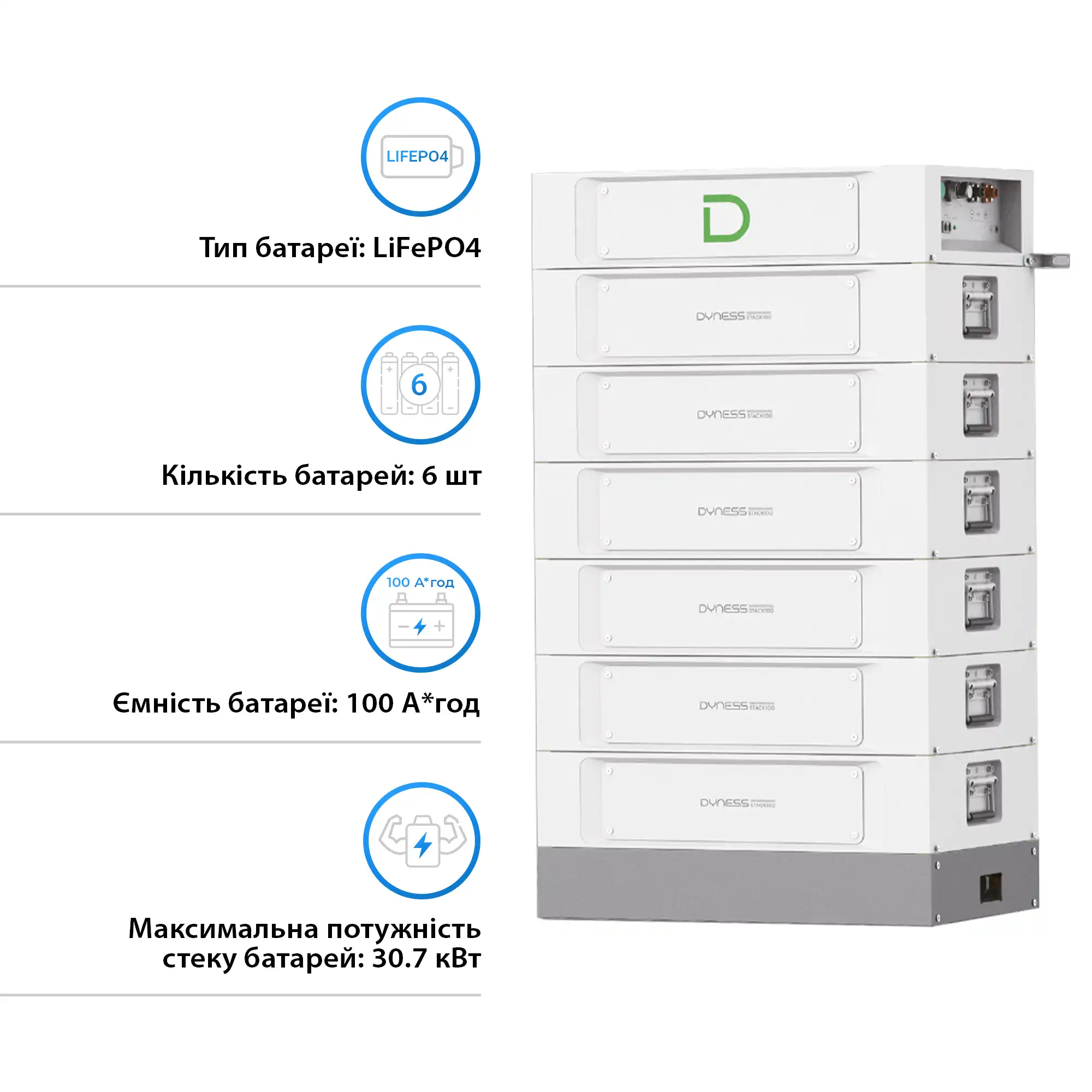 Купить Блок батарей Dyness STACK100-6 6xS51100  30.72kW 307.2V 100Ah LiFePO4 SBDU100 (STACK100-6-30.72kW) - фото 2