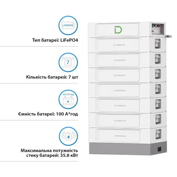 Купить Блок батарей Dyness STACK100-7 7xS51100 35.84kW 358.4V 100Ah LiFePO4 SBDU100 (STACK100-7-35.84kW) - фото 2