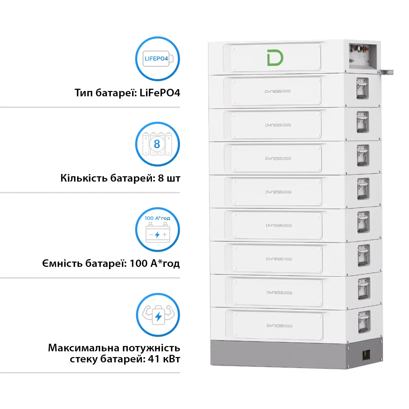 Купить Блок батарей Dyness STACK100-8 8xS51100 40.96kW 409.6V 100Ah LiFePO4 SBDU100 (STACK100-8-40.96kW) - фото 2