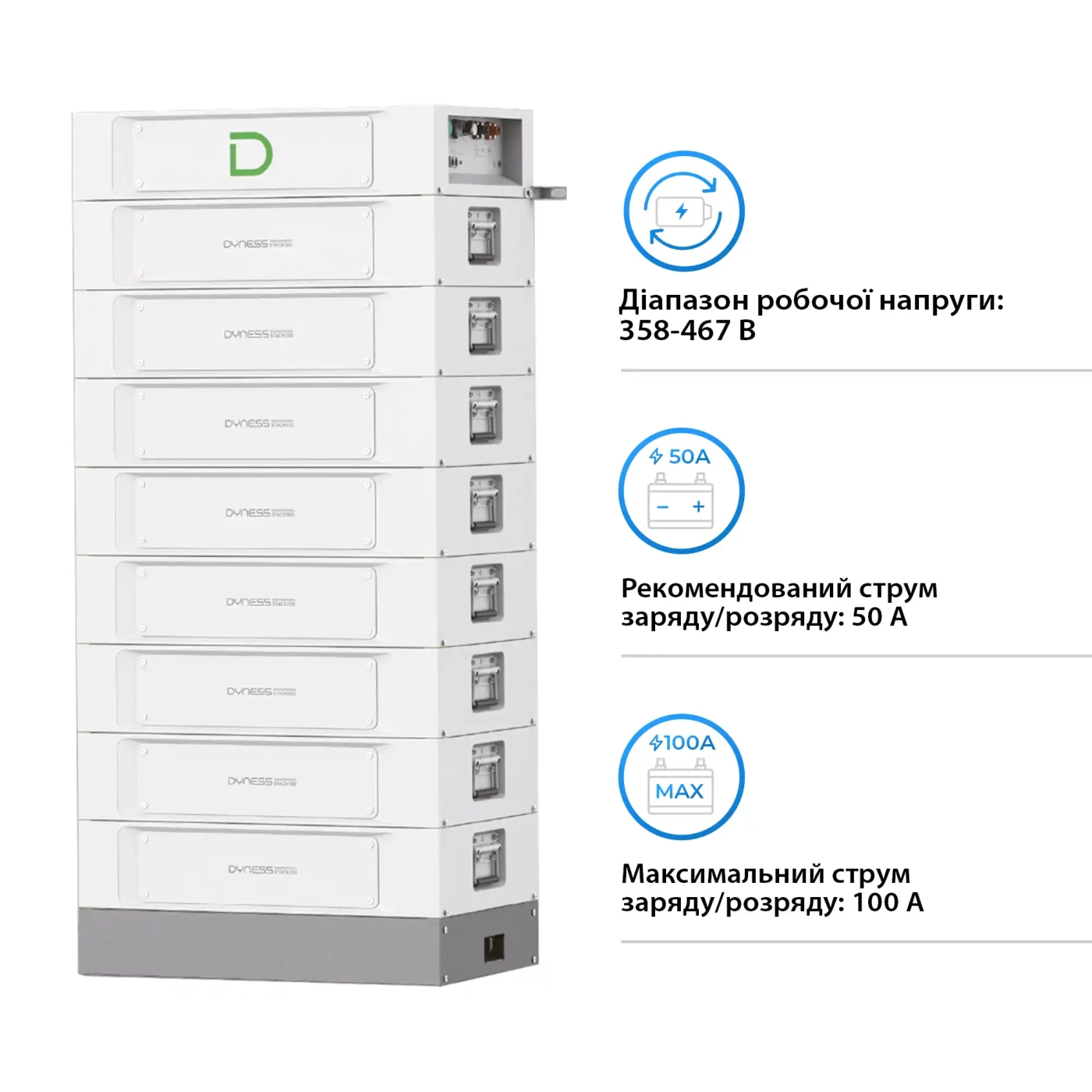 Купить Блок батарей Dyness STACK100-8 8xS51100 40.96kW 409.6V 100Ah LiFePO4 SBDU100 (STACK100-8-40.96kW) - фото 3