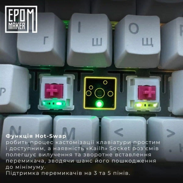 Купить Клавиатура EPOMAKER Shadow-X Mulan Switch Hot-Swap RGB White (SHX-W-M) - фото 4