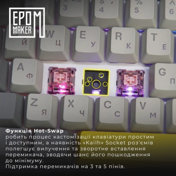 Купити Клавіатура EPOMAKER EK68 Flamingo Switch Hot-Swap RGB Black (EK68-B-F) - фото 3