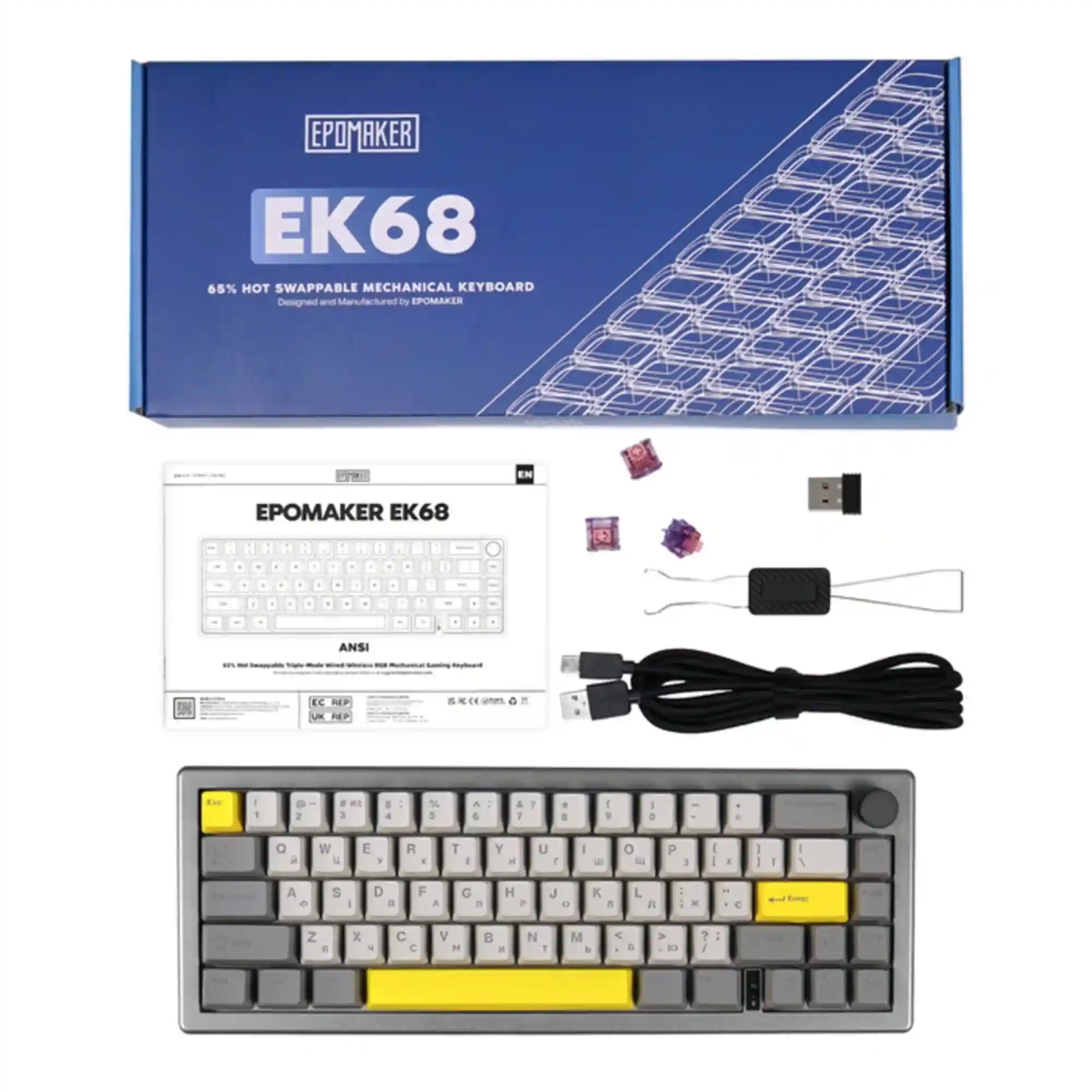 Купити Клавіатура EPOMAKER EK68 Flamingo Switch Hot-Swap RGB Black (EK68-B-F) - фото 5