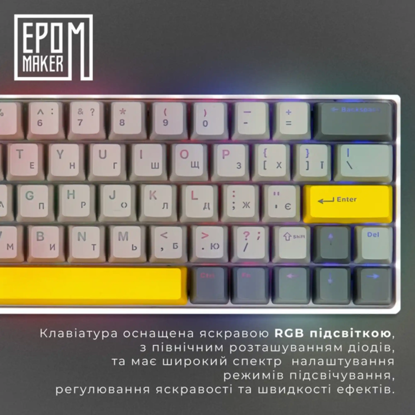 Купити Клавіатура EPOMAKER EP64 Mulan Switch Hot-Swap RGB White (EP64-W-M) - фото 4