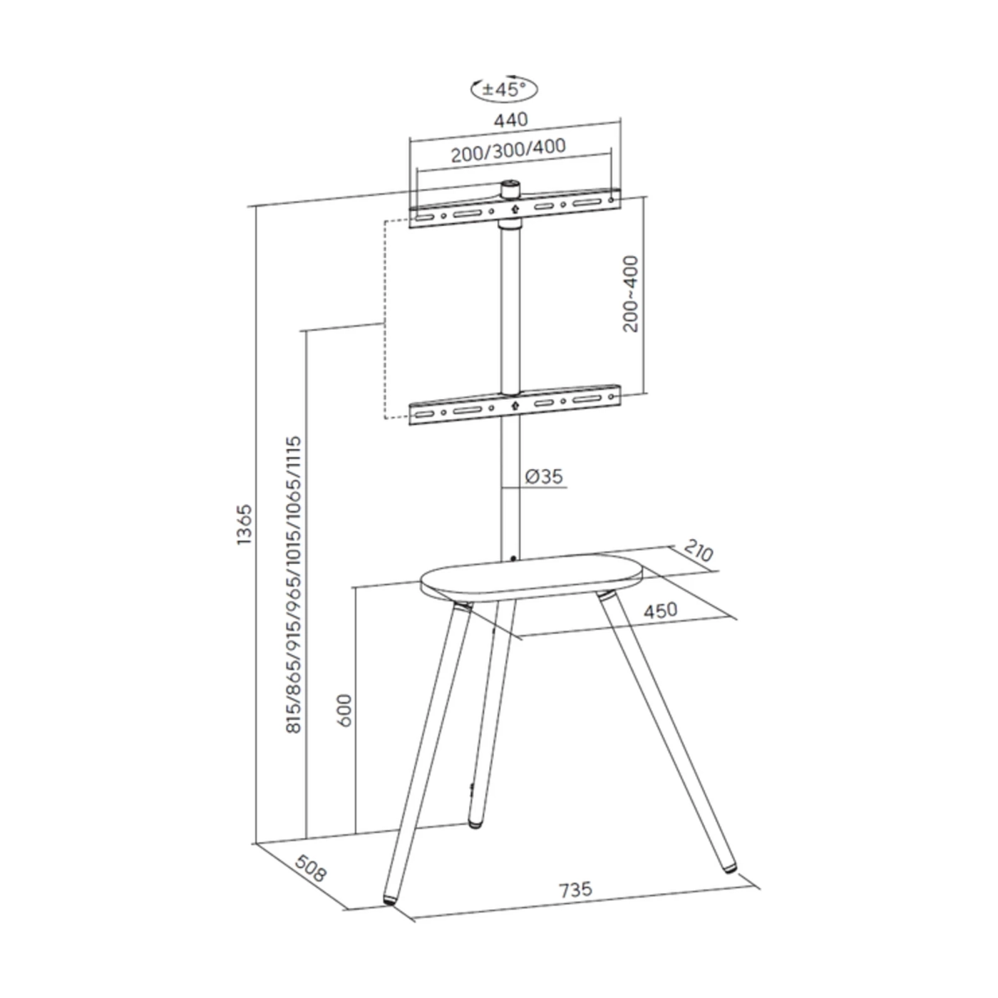 Купить Крепление для монитора OfficePro TVS226 43"-65" Black/Walnut - фото 5