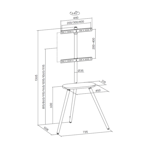 Купить Крепление для монитора OfficePro TVS226 43"-65" Black/Walnut - фото 5