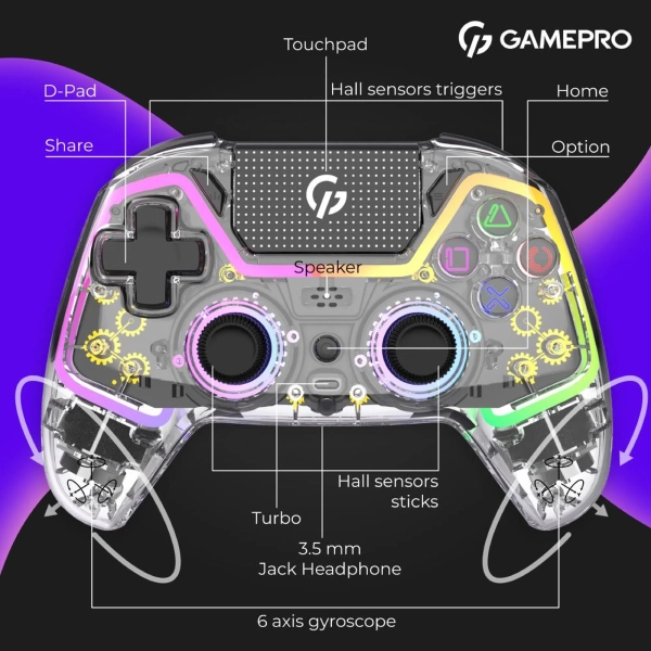 Купить Геймпад GamePro GPS13T RGB Transparent - фото 9