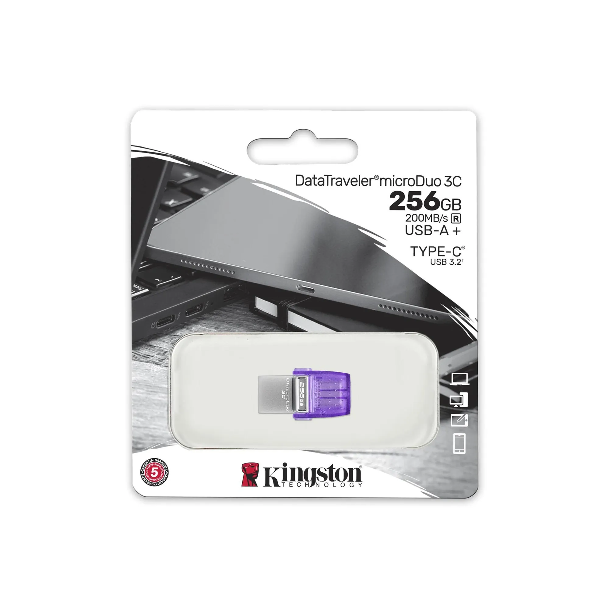 Купити Флеш накопичувач 256GB USB USB-C Kingston DataTraveler microDuo 3C (DTDUO3CG3/256GB) - фото 3