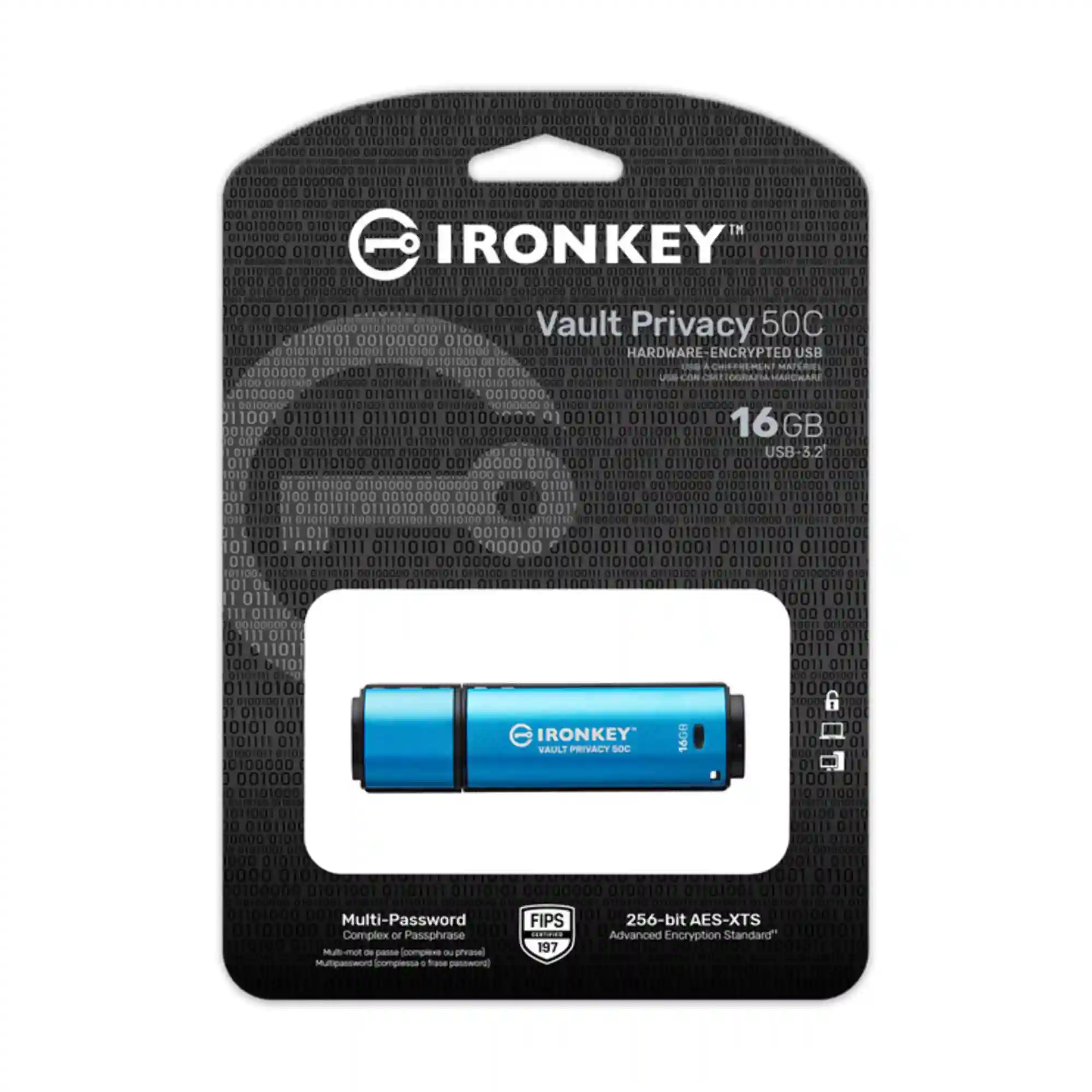 Купить Флеш-накопитель Kingston USB 3.2 16GB IronKey Vault Privacy 50 Blue (IKVP50/16GB) - фото 4