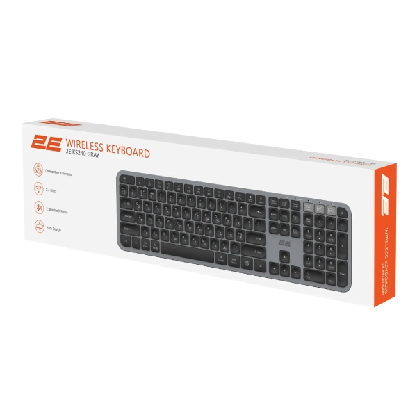 Купити Клавіатура 2E KS240 Wireless USB/Bluetooth UA Grey (2E-KS240WG_UA) - фото 8
