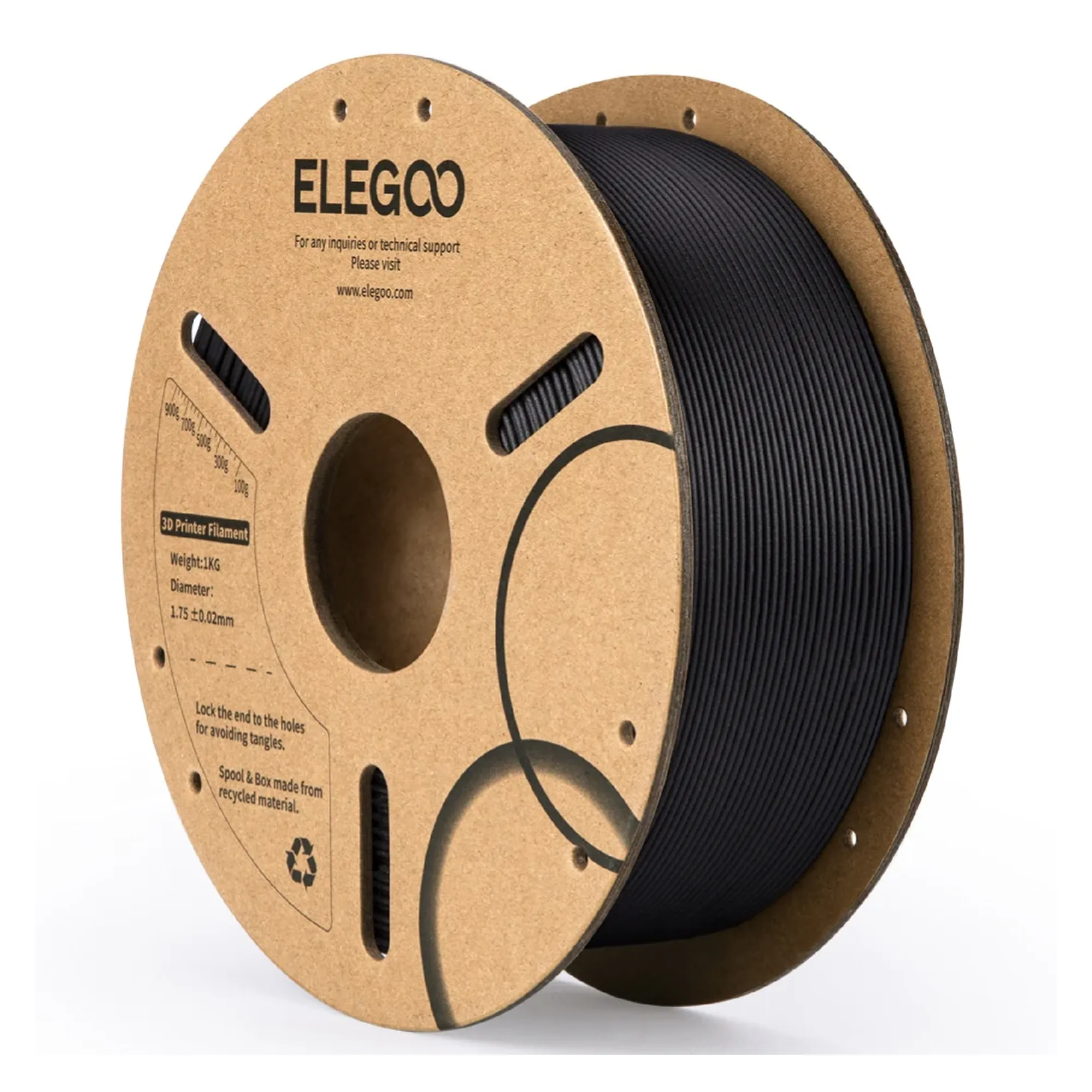 Купити PLA-CF Filament (пластик) для 3D принтера ELEGOO 1кг, 1.75мм, чорний (50.203.0464) - фото 1