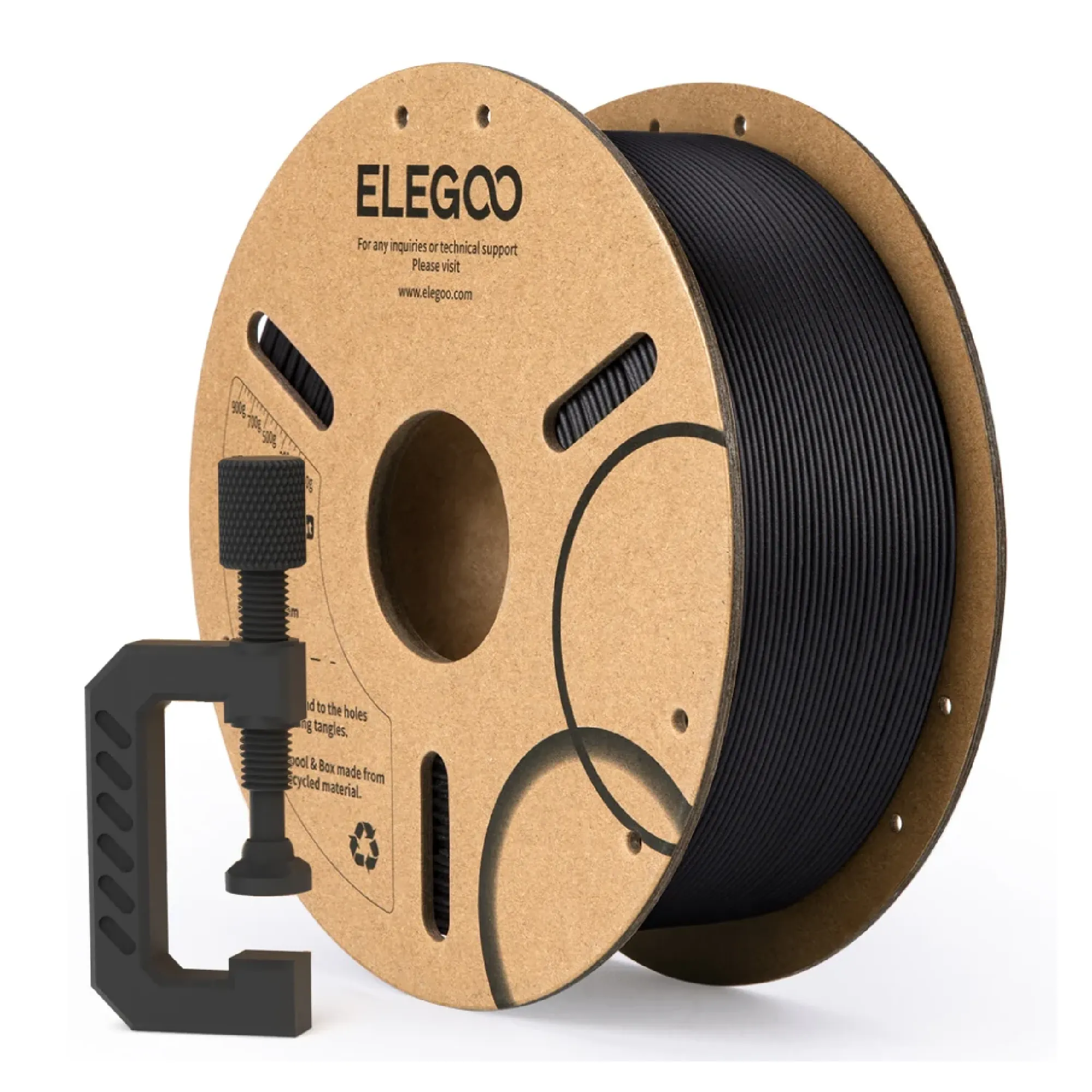 Купити PLA-CF Filament (пластик) для 3D принтера ELEGOO 1кг, 1.75мм, чорний (50.203.0464) - фото 2