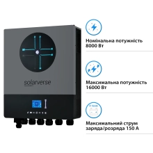Купить Автономный инвертор Solarverse Ampere Double 8kW 48V 1 MPPT Wi-Fi 220V Однофазный (SV8048AD) - фото 2