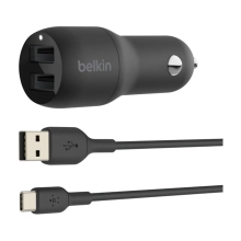 Купить Зарядное устройство Belkin 24Вт 2хUSB-A, кабель USB-A/USB-C, 1м, чорний (CCE001BT1MBK) - фото 2