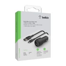 Купить Зарядное устройство Belkin 24Вт 2хUSB-A, кабель USB-A/USB-C, 1м, чорний (CCE001BT1MBK) - фото 5