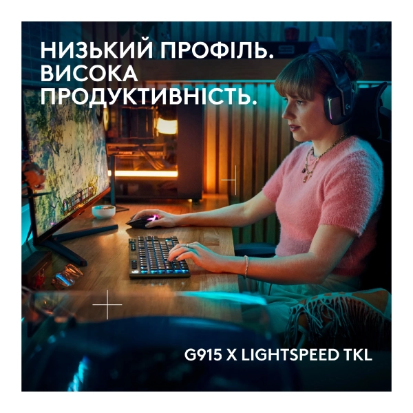 Купити Клавіатура Logitech G915 TKL X Lightspeed Switch-Clicky Wireless/Bluetooth/USB UA Black (920-012757) - фото 2