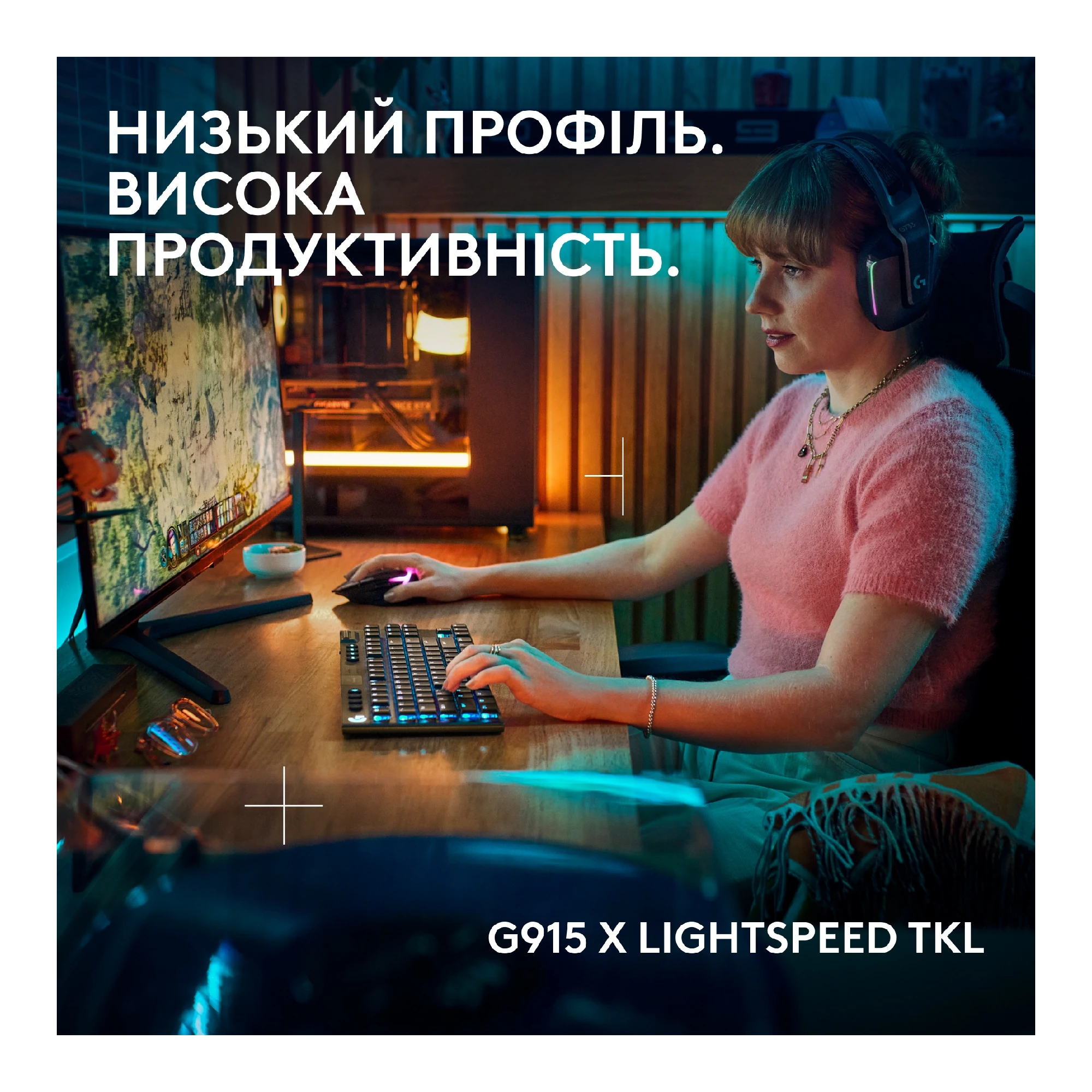 Купити Клавіатура Logitech G915 TKL X Lightspeed Switch-Clicky Wireless/Bluetooth/USB UA Black (920-012757) - фото 2
