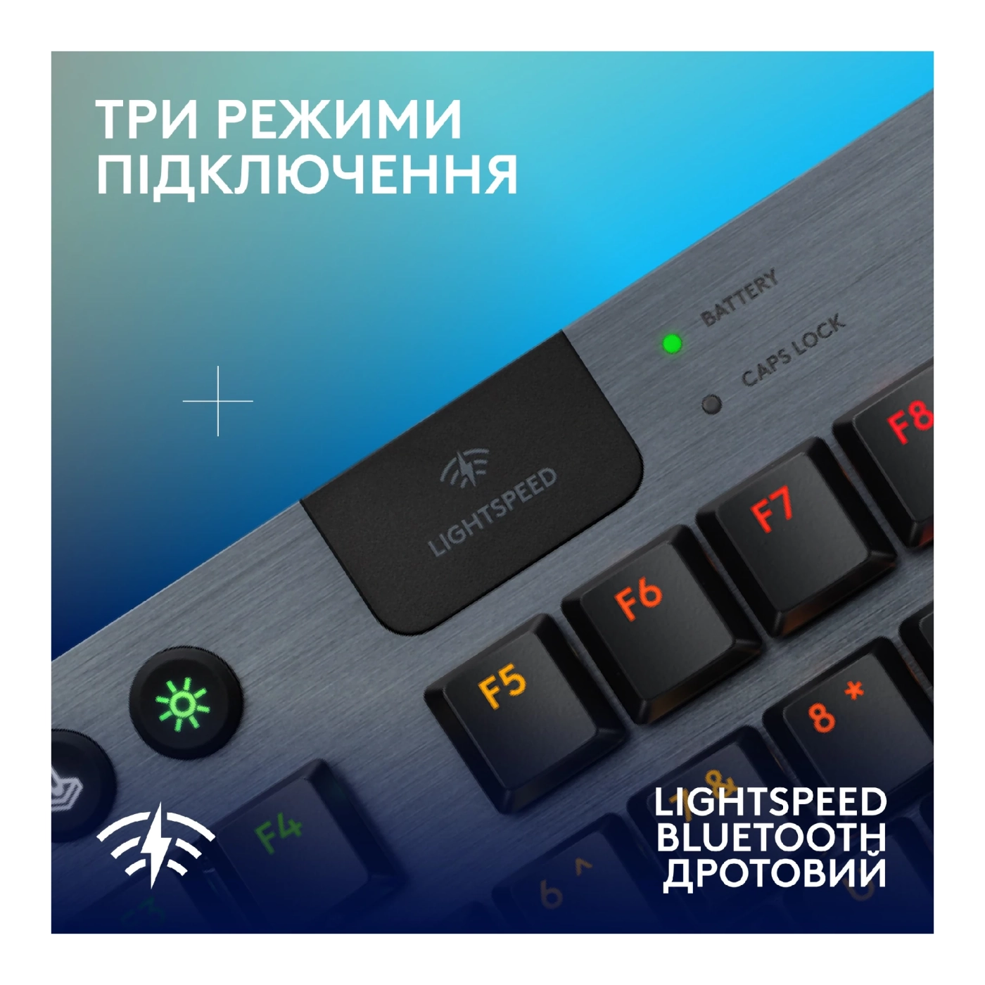 Купити Клавіатура Logitech G915 TKL X Lightspeed Switch-Clicky Wireless/Bluetooth/USB UA Black (920-012757) - фото 6