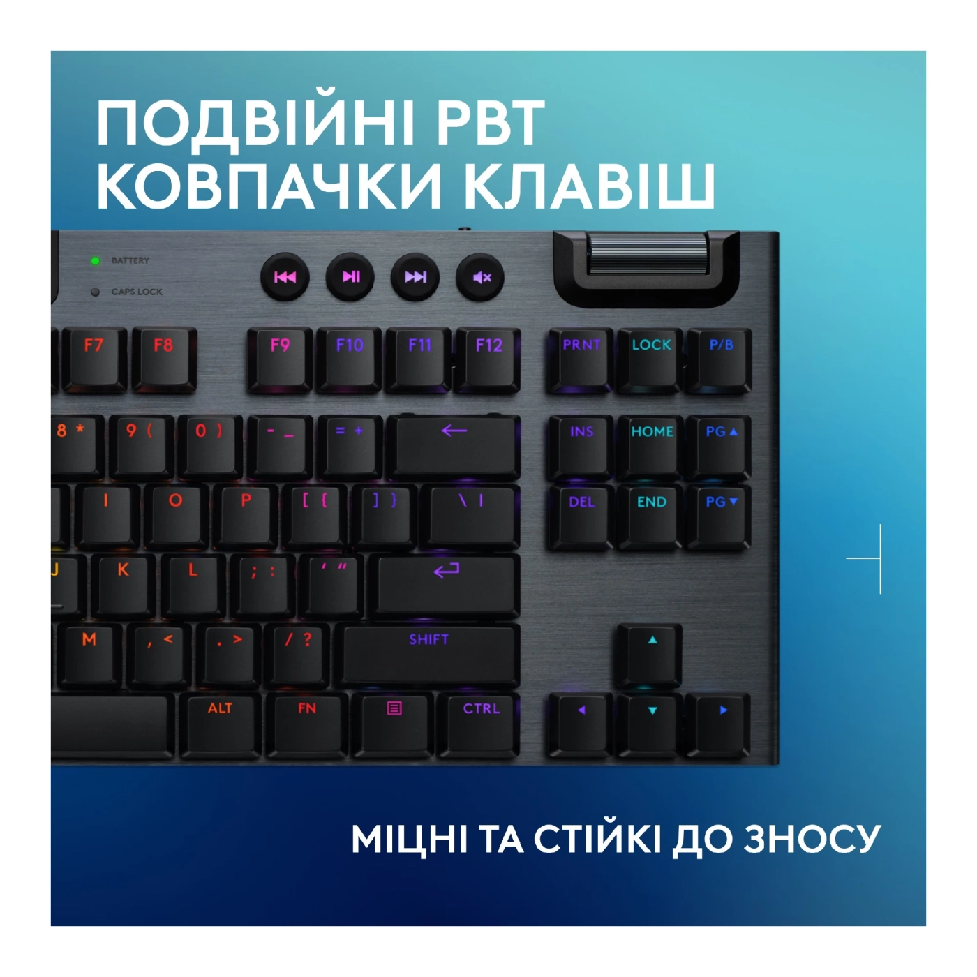 Купити Клавіатура Logitech G915 TKL X Lightspeed Switch-Clicky Wireless/Bluetooth/USB UA Black (920-012757) - фото 7