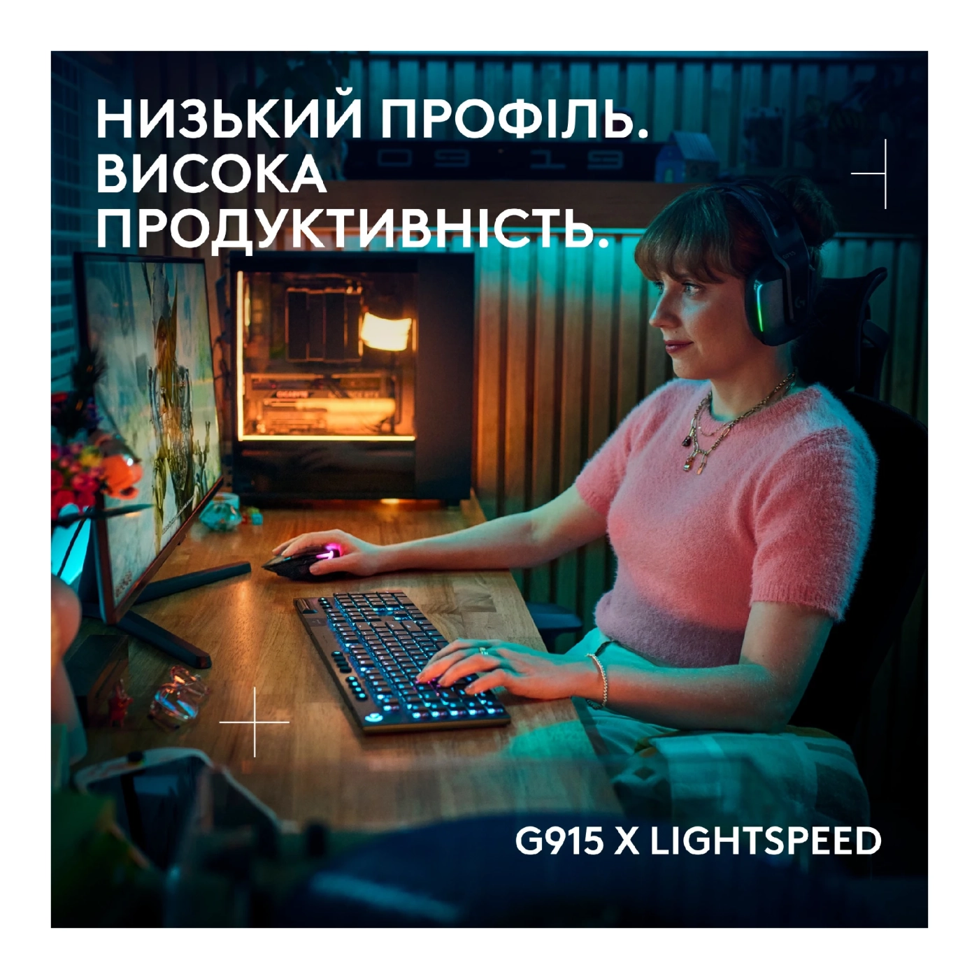 Купити Клавіатура Logitech G915 X Lightspeed Switch-Clicky Wireless/Bluetooth/USB UA Black (920-012709) - фото 2
