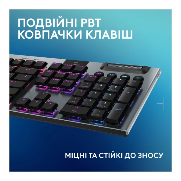 Купити Клавіатура Logitech G915 X Lightspeed Switch-Clicky Wireless/Bluetooth/USB UA Black (920-012709) - фото 7