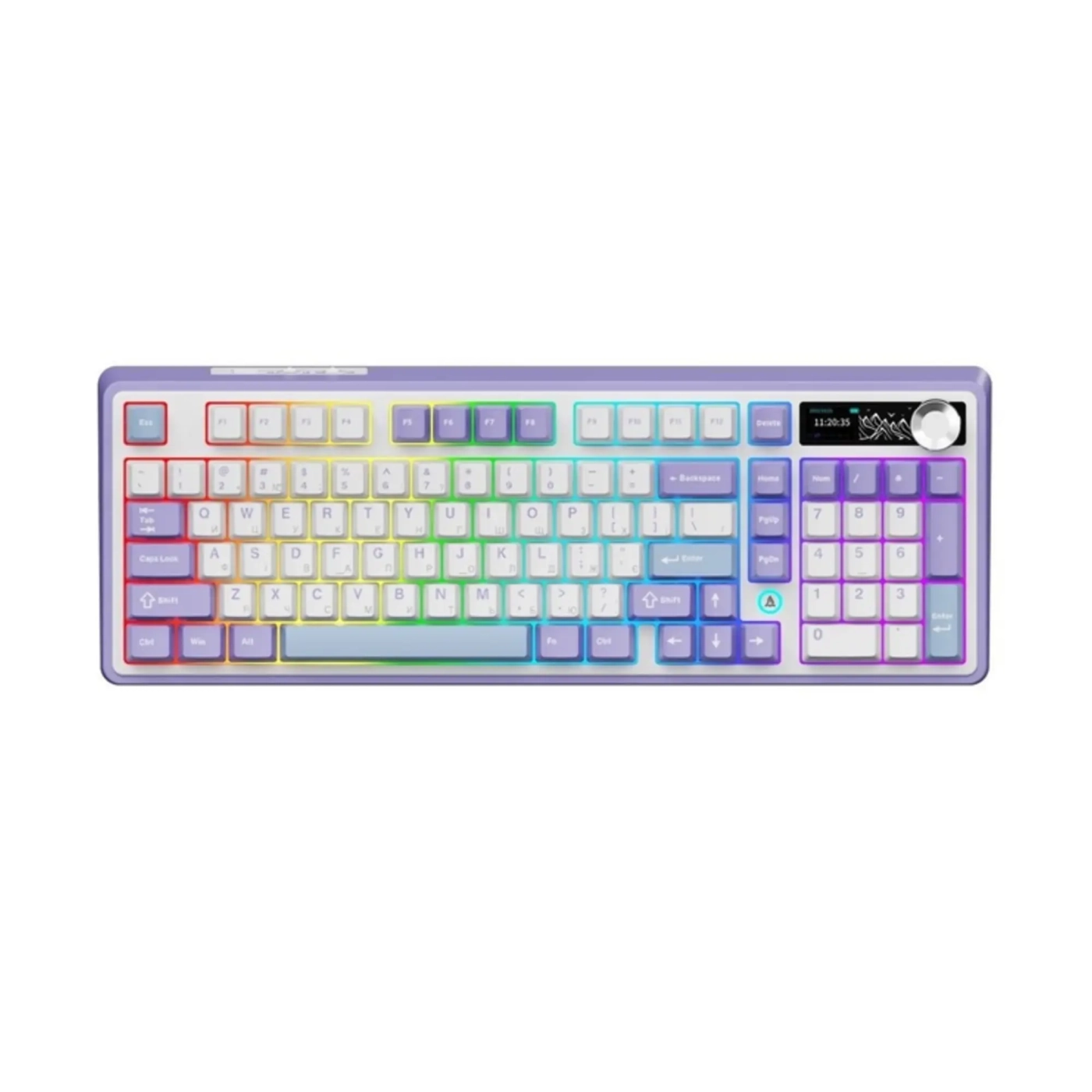 Купити Клавіатура Ajazz AK980 RGB Clear Sky Switch Wireless With Screen (AK980-CS-PWB) Purple - фото 2