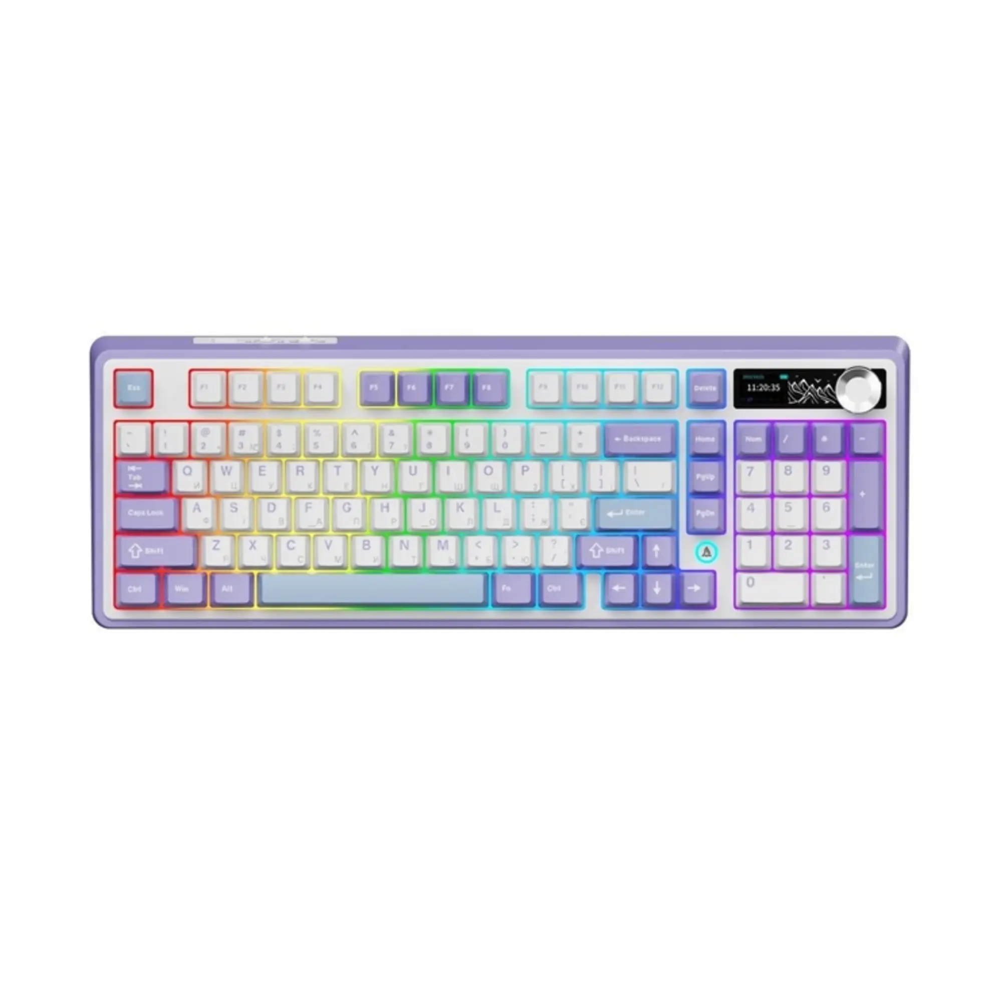 Купити Клавіатура Ajazz AK980 RGB Clear Sky Switch Wireless With Screen (AK980-CS-PWB) Purple - фото 2