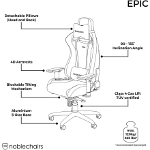 Купить Кресло для геймеров Noblechairs Epic PU Leather Black (NBL-PU-BLA-002) - фото 8